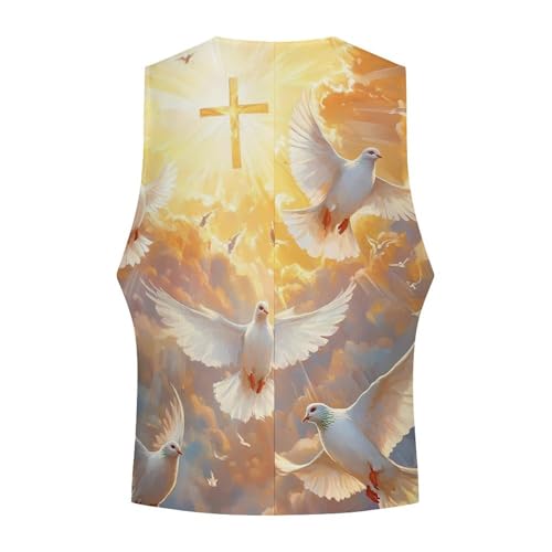 Cloudy Blue Sky White Dove Men's Suit Vest Slim Fit Business Dress Party Pattern Waistcoat Vest Top4