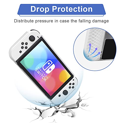 Findway Switch Oled Case Compatible With Nintendo Switch Cover Case Accessories Soft Tpu Crystal Clear Transparent Shock Absorption Technology Bumper Protective For Switch Oled Model #TOP3