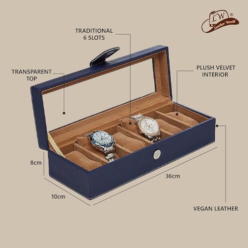 Leather World Engineered Wood Watch Box Holder Organizer Case In 6 Slots Of Watches For Men And Women With Transparent Display - Image 2