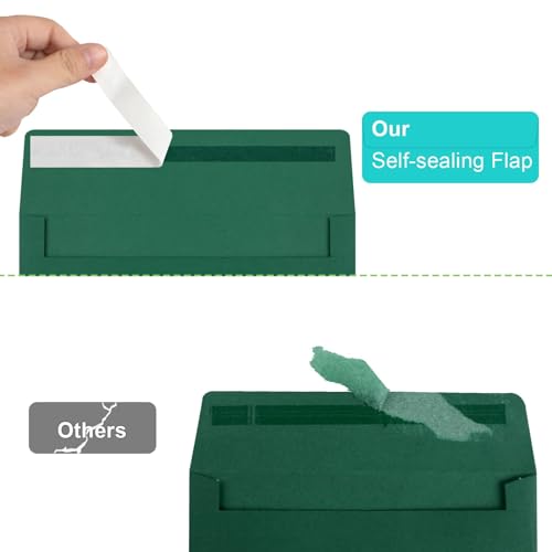 Image of 65 Packs 4x6 Envelopes A4 for Invitations, Printable Envelope Self Seal For Weddings, Invitations, Photos, Greeting Cards, Mailing (Dark Green)