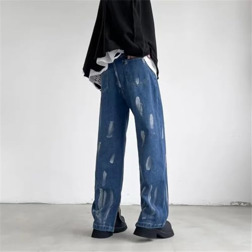 Men Baggy Jeans Pants Ankle Zipper Straight Denim Trousers3