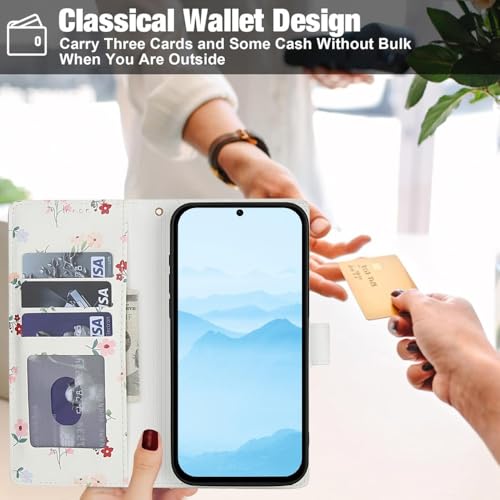 Étui iPhone 16 Plus portefeuille fleuri pour vos sorties quotidiennes