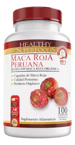 Herbal Plus, Maca Roja Pura Orgánica Premium 100 Capsulas 500mg