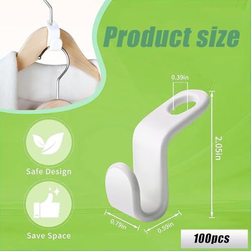 100 Stück Kleiderbügel Verbindungshaken, Platzsparende Kleiderbügel für Kleiderschrank Organizer, Wardrobe Organizer für T-Shirt und Mehr(Weiß)