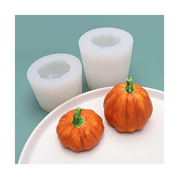 JIUYECAO Halloween-Kürbis-Obst-Fondant-Kuchenform, Kerzenform, Typ A, niedliche 3D-Kürbis-Silikon-Backform… – Bild 6