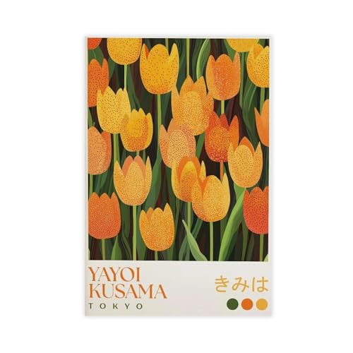 GOIAEGAG Yayoi Kusama Poster sur toile de tulipe printanière pour décoration de chambre à coucher, bureau, chambre, cadeau (60 x 90 cm)