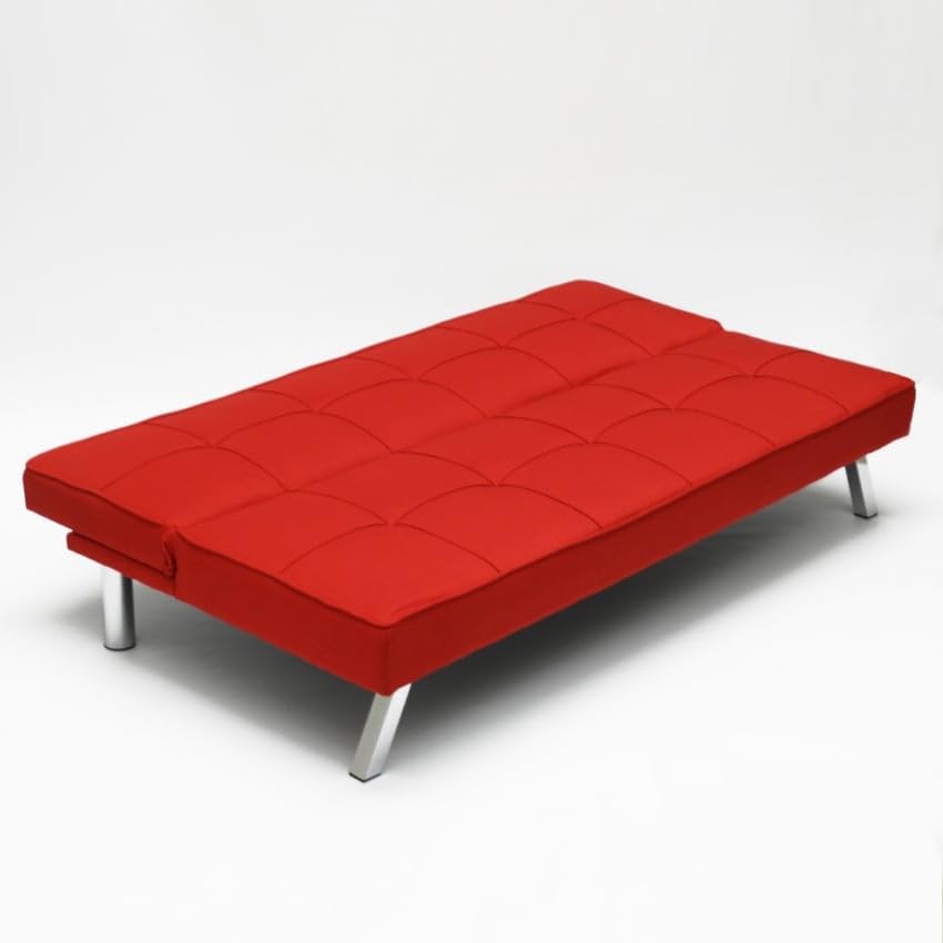 Canapé Convertible 2 places Clic Clac en tissu design moderne Gemma - Rouge