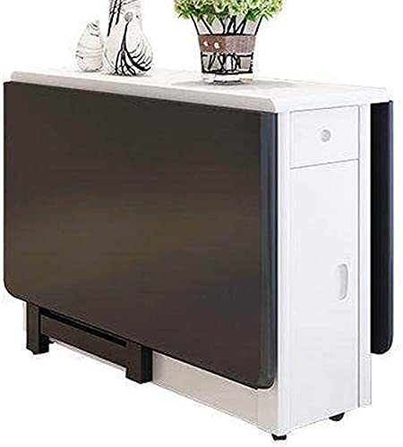 Retractable Folding Dining Table ，Simple Modern Solid Wood Furniture Small Apartment Dining Table Rectangular Computer Desk(Color:B)