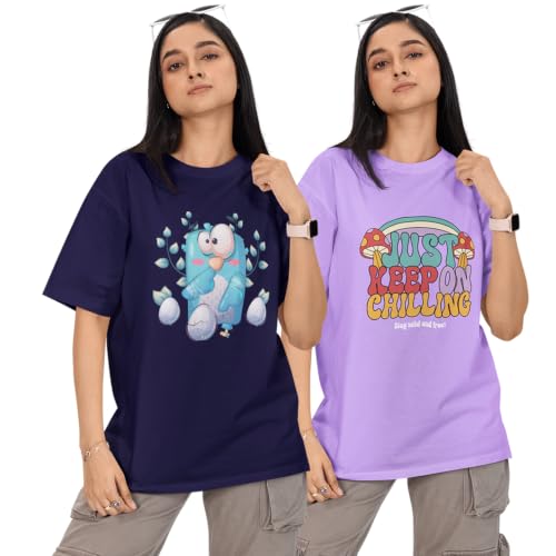 Image of Reifica 100% Pure Cotton Oversized Loose Fit Tshirts for Women