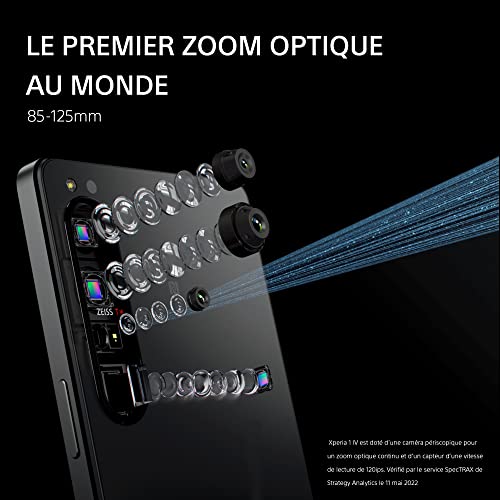 Sony Xperia 1 IV - Smartphone Android, Téléphone Portable 6.5 Pouces 21:9 CinemaWide 4K HDR OLED - Taux de rafraichissement de 120Hz - Véritable Zoom Optique - rêvetement Zeiss T* (Blanc Givré)