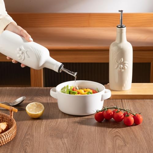 Sweejar Ceramic Olive Oil Dispenser Bottle, 17 FLOZ Oil Bottle with Spout，Porcelain Oil Dispenser for Kitchen,Cooking, Evoo, Vinegar, Soy Sauce, Pack of 1 (White) by Sweejar Home - Used condition - Image 3