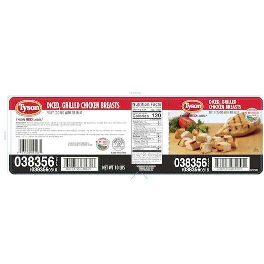 Tyson Red Label NAE Fully Cooked Grilled Chicken Breast, 10 Pound - 1 each.