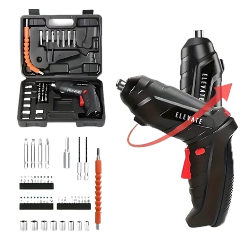 Image of MANSAA Electric Screwdriver Set - 29 Bits, 8 Socket Wrenches, LED Light, USB Charging, Adjustable Handle with Storage Case