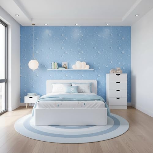 Image of Blue Water dot Wallpaper for Walls | Peel and Stick Self Adhesive Wall Sticker | Waterproof PVC Vinyl Decorative Wall Decor for Home, Living Room, Bedroom & Office (45x300 cm)