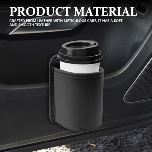 Portavasos de cuero para autos con clip lateral miniatura 5