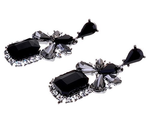 OOMPH Jewellery Black, White, Silver & Grey Crystal Drop Earrings for Women (ESN11R1) - Black, White, Silver, Grey (B01IBS6GAA) Amazon Price History, Amazon Price Tracker
