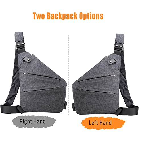Ruring Sling Bag,Anti-Theft Crossbody Shoulder Bag Personal Flex Bag,Side Crossbody Backpack For Outdoor(Gray,Left) #TOP6