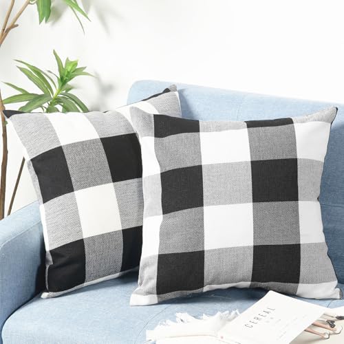 Rustic Buffalo Plaid Pillows with Inserts Set of 2, Retro Cotton ...