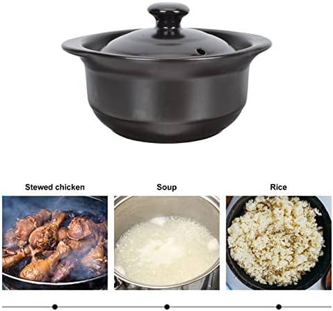 Cabilock Clay Cooking Pot with Lid Casserole Stew Pan Steaming Stock Pot Heat- resistant for Braised Chicken Rice Claypot Cooking Soup Cookware