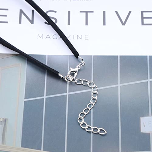 Dervivea Boho Feder Choker Halskette Schwarz Geschichtet Leder Halskette Silber Blatt Anhänger Halskette Choker Retro Kreis Link Halskette Kette Schmuck Für Frauen Und Mädchen