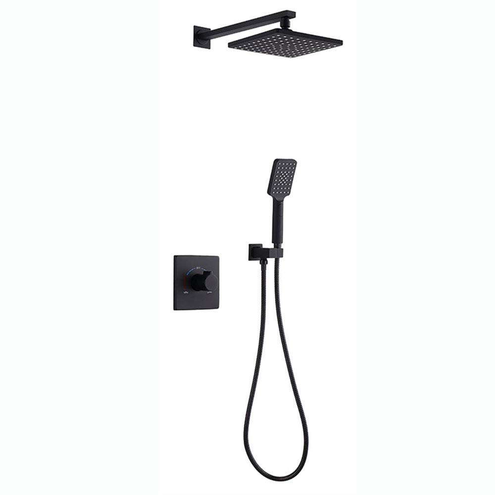 NZPOST Bath Shower Faucet Set Black Bathtub Mixer Tap Rainfall Shower Faucet Bathroom Shower Head Exposed