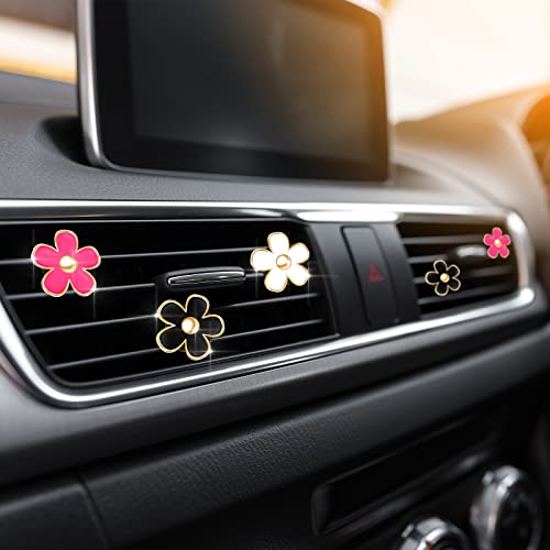 Image of Frienda 6 Pcs Daisy Flower Air Vent Clip Accessories Air Conditioning Outlet Clip Car Air Freshener Dashboard Accessories Charm Car Inter Decor(3 cm, 3.3 cm,Red, White, Black)