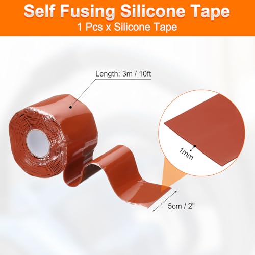 Image of uxcell Self Fusing Silicone Tape, 2 inch x 10ft Waterproof Water Leak Sealing Tape for Plumbing Pipe Hose Repair Handles, Red (1mm Thick)