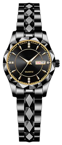 Montre classique pour femme à quartz avec calendrier en acier inoxydable