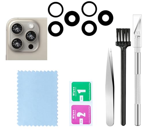Image of 2 Packs Rear Camera Lens Glass Replacement for iPhone 15 Pro Camera Glass Lens Replacement with Repair Tools