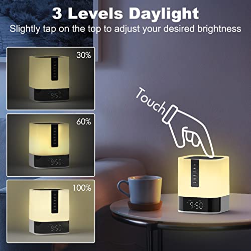 Night Light Bluetooth Speaker Alarm Clock, Upgraded Touch Bedside Lamp For Bedroom, Dimmable Warm Light, 48 Rgb Color Changing, Sound Machine With White Noise, Best Gifts For Teenage Boys Girls #TOP4