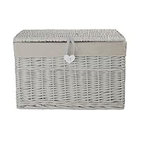 Wickerfield Large Home Storage Basket Trunk Chest Hamper with Lid and Cotton Liner