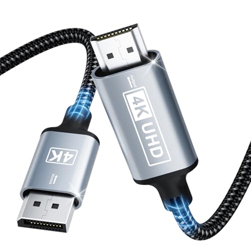 DisplayPort a HDMI,Cable Displayport a HDMI 4K 5M,DP unidireccional a HD MI,Display port a HD MI trenzado nailon Compatible con computadoras escritorio,portátiles,PC,Dell,HP,HDTV,Proyector AMD NVIDIA