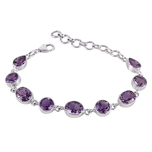 Kanika Jewelry Trove 925 Sterling Silver Amethyst Oval Handmade Link Bracelets For Women & Girl #TOP13