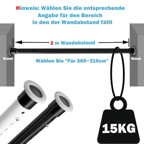 Duschvorhang Teleskopstange Verstellbare Klemmstange Edelstahl Vorhangstange ohne Bohren Matt Schwarz