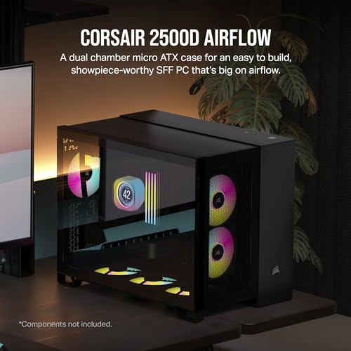Image of CORSAIR 2500D Airflow mATX PC Case - No Fans Included - Dual-Chamber Design - Wide Cooling Flexibility - Reverse Connection Motherboard Compatible - Black