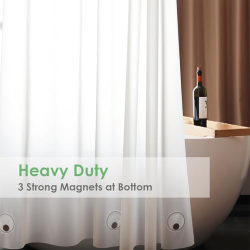 Image of White Plastic Shower Curtain Liner 72 x 72 Inch, Medium Weight PEVA Vinyl Shower Liner for Bathroom with 12 Grommet Holes and 3 Heavyweight Stones, Waterproof Frosted Shower Curtain 72x72