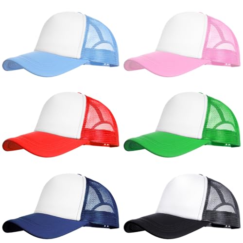 Image of 6 Pack Trucker Hat Bulk Mesh Cap for Women Men Adjustable Blank Hats for DIY Sports Outdoor
