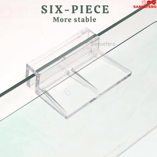 Image of SANSEFERO 6MM Acrylic Aquarium Fish Tank Lid Cover Support Clip Clamp for Rimless Aquarium And Glass Top, Plastic Fish Tank Cover, Aquarium Hoods (6 MM) 6 Pieces