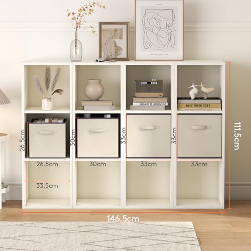 Lifewit Aufbewahrungsbox 8 Stück, Kleiderschrank Organizer, Faltbare Körbe Aufbewahrung, Ordnungsboxen mit Griffen, Storage Boxes für Kleidung, Handtücher, Bücher, Regalkörbe 33 x 33 x 33 cm,36L,Khaki