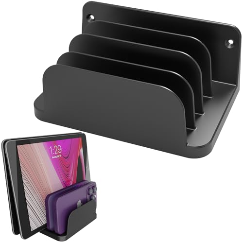 sciuU Support Mural Universel pour 4 Appareils – pour Tablette/Ordinateur Portable Fin/Smartphones/Liseuses – Support Compatible avec iPad iPhone Samsung...