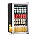 DollarDash Mini refrigerador de 80L, refrigerador independiente para bebidas con capacidad para 115 latas puerta de transparante para, refrigerador pequeño con estantes ajustables (plateado)