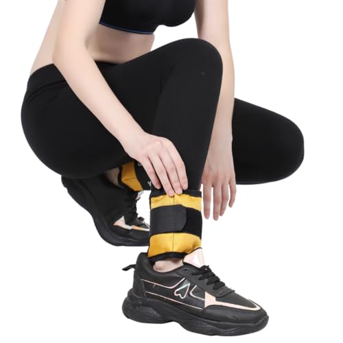 Image of De Jure Fitness Adjustable Ankle & Wrist Weights Pair (1KG x 2) for Men & Women | Strength Training, Walking, Running, Workout, Yoga | Comfortable, Durable | (Yellow)