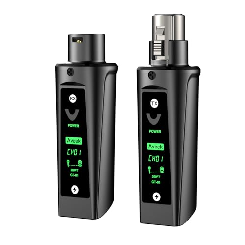 Aveek Transmisor y Receptor XLR Inalámbrico para Mic Dinámico, Alcance 60M