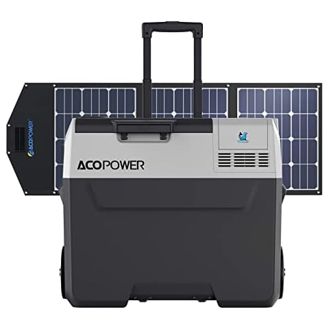 ACOPOWER LiONCooler Pro HY-COMBO-PX40 Solar Freezer Portable 42 Quarts Cooler & 90 Watt Solar Panel Combination Kit for Truck RV Boat Outdoor Camping, Black&Grey Cover