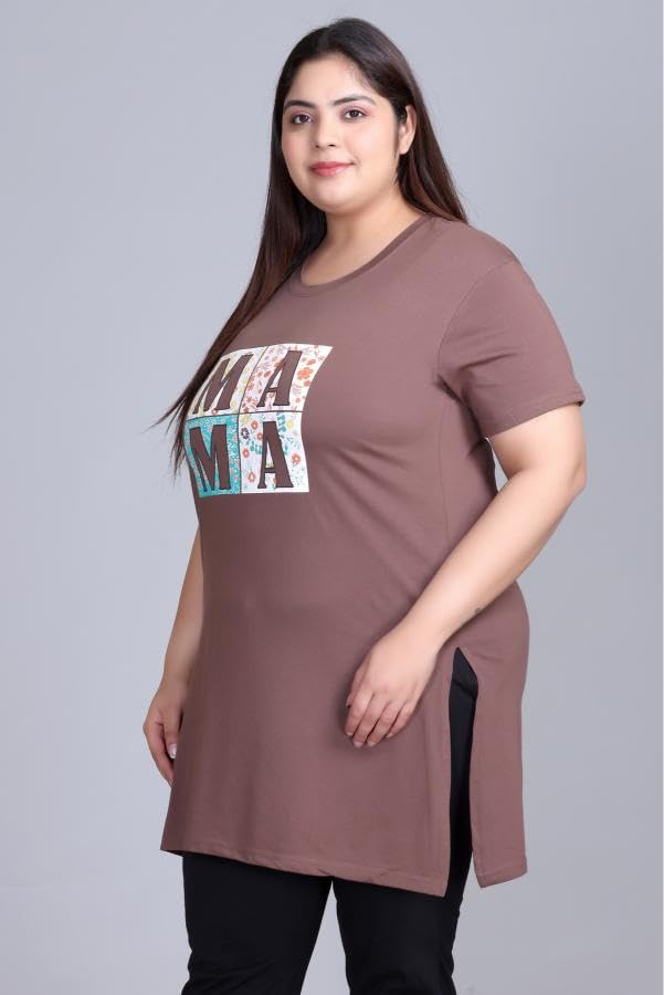 Image of In Love Women's Plus Size Cotton Long-line Chest Print T-Shirt with Pocket