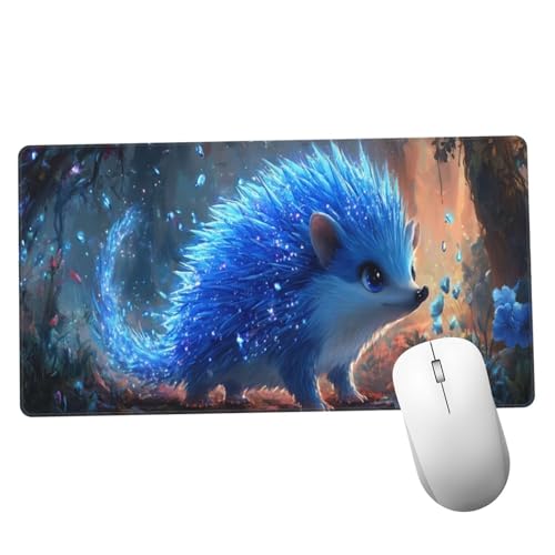 Azul Alfombrilla Ratón 1400x600x3mm Alfombrilla Raton XXL Grande con Base de Goma Antideslizante, Lavable, Accesorios Gaming Erizo, Ordenador Gamer Regalos, Mouse Pad Gaming Mejora La Velocida Y588