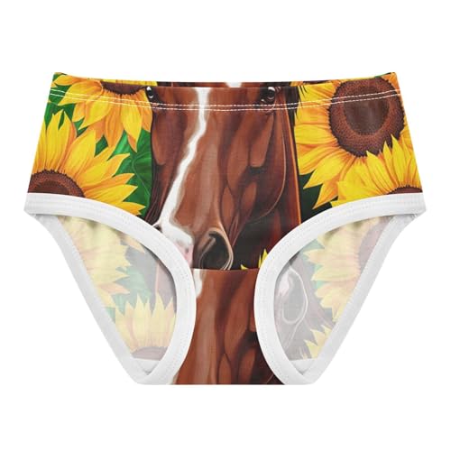 Cotton Girls Underwear Toddler Brown Horse Vibrant Sunflowers Little Girl Panties Fun Print Kids Briefs Undies 2t