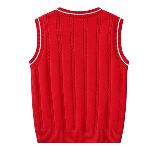 Boys Girls V Neck Cable Knit Vest Sleeveless Pullover Top School Uniform ​Knit Sweater Vest Teen Kids Preppy Pullover2