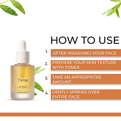 T'else Kombucha Teatox Ampoule, Tightening Deep Faical Moisturizing, Vegan, Hydrate and Soften the Skin, 1.01 Fl Oz, 30ml - Image 3