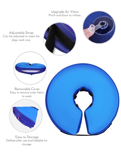 Image of MIDOG Inflatable Dog Cone, Donut Recovery Collar After Surgery, X-Small